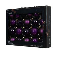 KAEMINGK Lot de 21 boules de Noël en verre (D60 à 75 mm) Assorties Cristal Figue Violet Hot