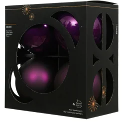 KAEMINGK Lot de 4 boules de Noël en verre (D100 mm) Boréal Figue Violet Discount