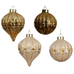 KAEMINGK Lot de 12 boules de Noël en verre (D80 mm) Perle de Venise et perle Or Clearance