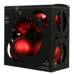 KAEMINGK Lot de 4 boules de Noël en verre (D100 mm) Boréal Rouge Sale