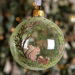 KAEMINGK Lot de 6 boules de Noël en verre (D80 mm) Écureuil sauvage Transparent Discount