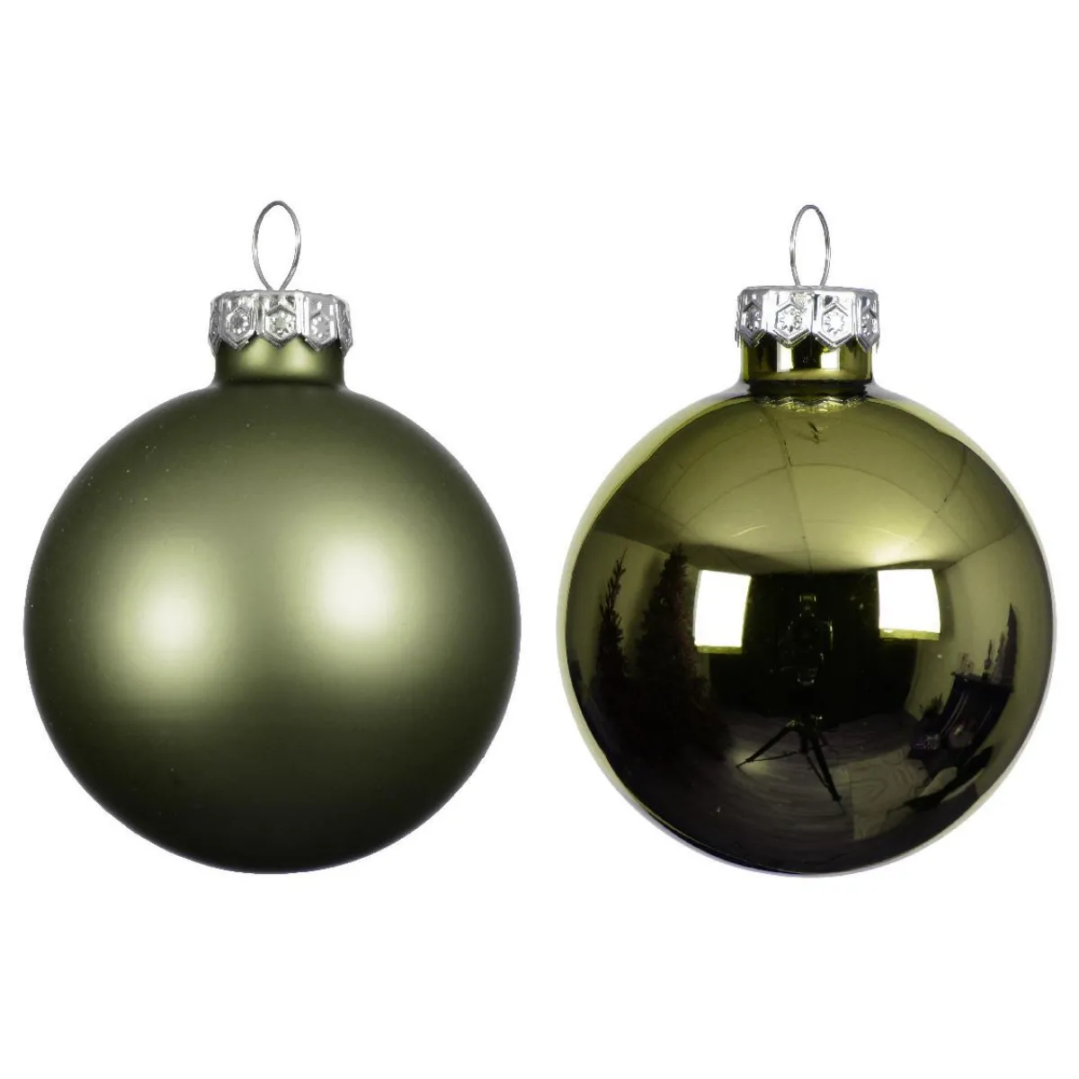 KAEMINGK Lot de 6 boules de Noël en verre (D80 mm) Boréal Vert romarin New