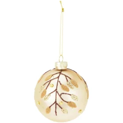 KOOPMAN Lot de 12 boules de Noël en verre (D80 mm) Feuilles d'or Marron Hot