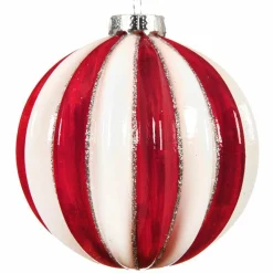 KAEMINGK Lot de 3 boules de Noël en verre (D80 mm) Cotelées Rouge Online