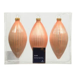 KAEMINGK Lot de 3 boules de Noël en verre (D60 mm) Goutte précieuse Rose Pêche Online
