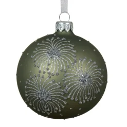 KAEMINGK Lot de 6 boules de Noël en verre (D80 mm) Feux d'artifice Vert romarin Best