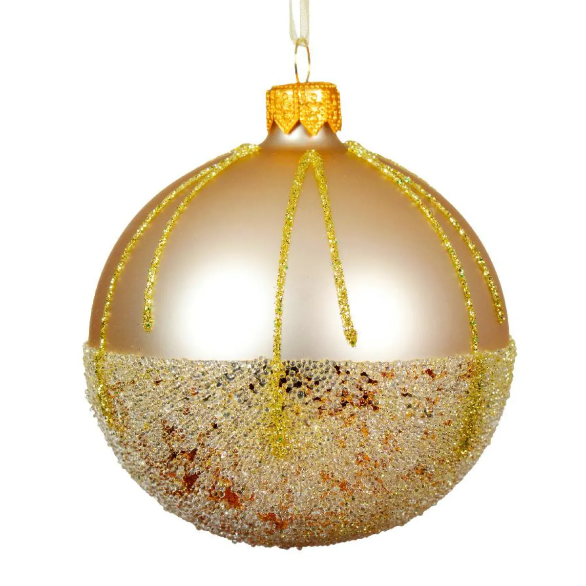 KAEMINGK Lot de 6 boules de Noël en verre (D80 mm) Ballotine Perle Outlet