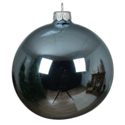 KAEMINGK Lot de 4 boules de Noël en verre (D100 mm) Arctique brillante Bleu glacé Discount