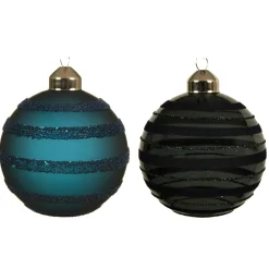 KAEMINGK Lot de 3 boules de Noël en verre (D80 mm) Linta Bleu nuit Hot