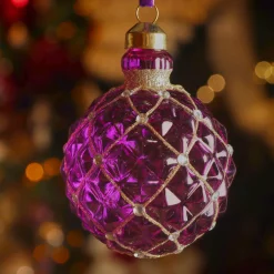 KAEMINGK Lot de 3 boules de Noël en verre (D80 mm) Carrat Violet Best