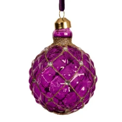KAEMINGK Lot de 3 boules de Noël en verre (D80 mm) Carrat Violet Best