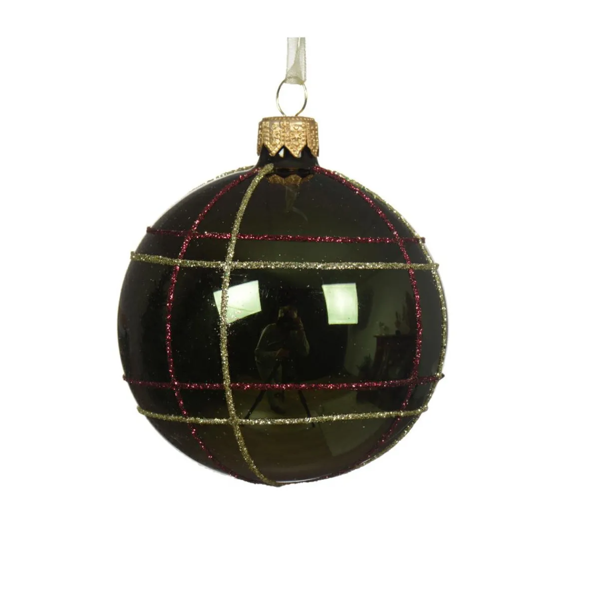 KAEMINGK Lot de 6 boules de Noël en verre (D80 mm) Ecosse Vert sapin Discount