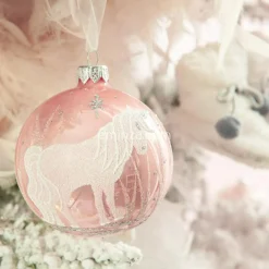 KAEMINGK Lot de 6 boules de Noël en verre Licorne Rose poudré Online
