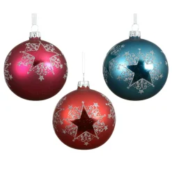 KAEMINGK Lot de 6 boules de Noël en verre (D80 mm) Fête étoilée Multicolore Clearance