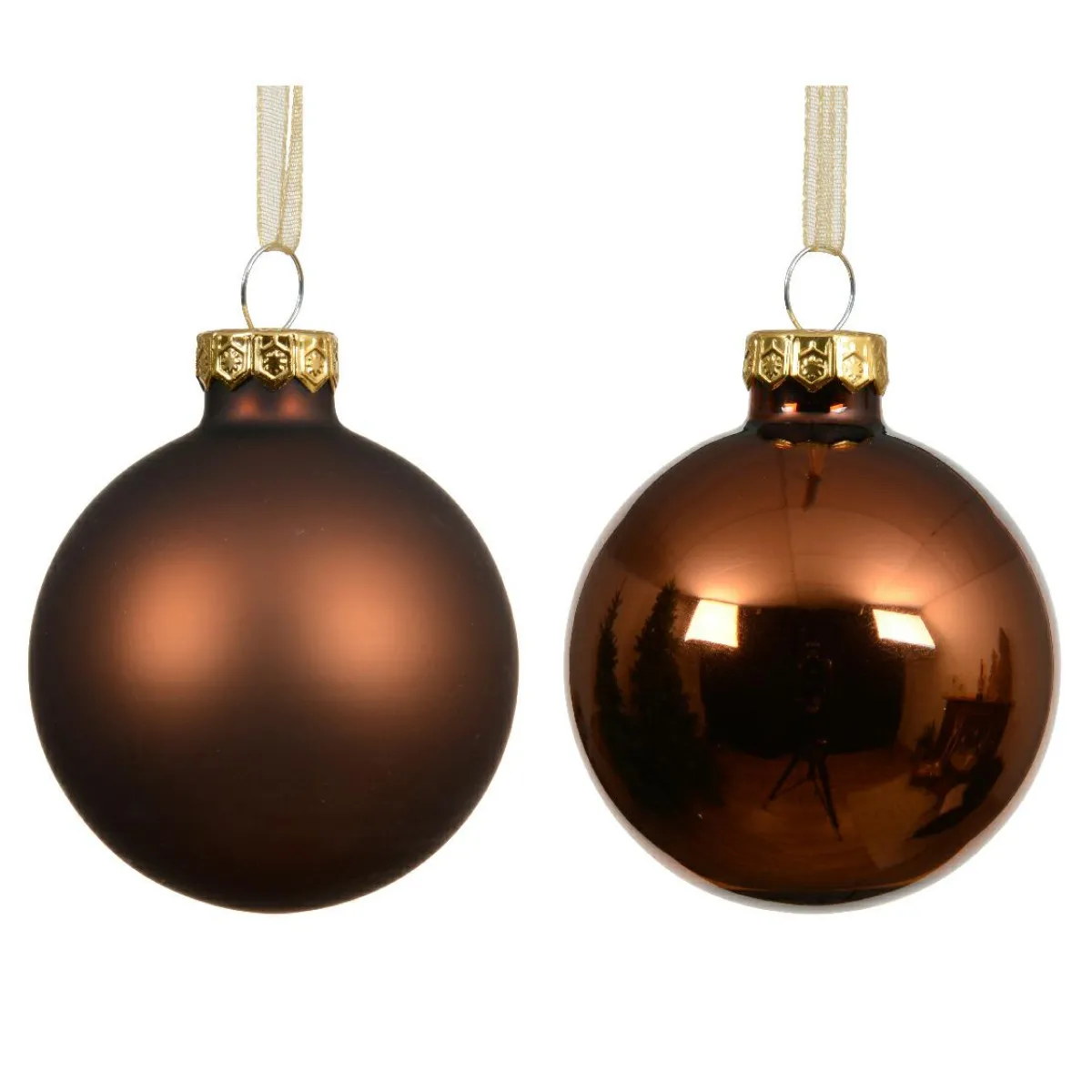KAEMINGK Lot de 6 boules de Noël en verre (D80 mm) Boréal Brun café Online