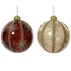 KAEMINGK Lot de 12 boules de Noël en verre (D100mm) Feu d'artifice et Bordeaux Perle Outlet
