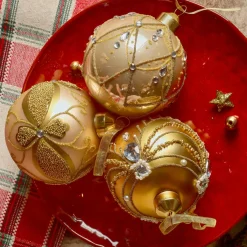 KAEMINGK Lot de 12 boules de Noël en verre (D80 mm) Altesse et perle Or