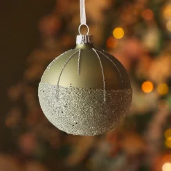KAEMINGK Lot de 6 boules de Noël en verre (D80 mm) Ballotine Vert romarin Hot