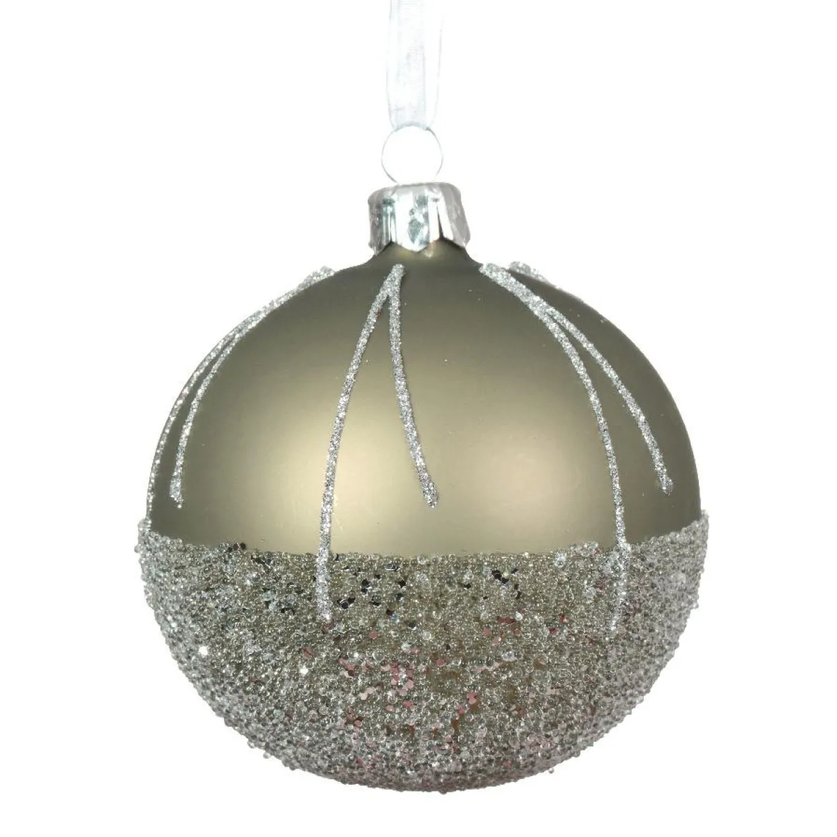 KAEMINGK Lot de 6 boules de Noël en verre (D80 mm) Ballotine Vert romarin Hot