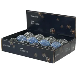 KAEMINGK Lot de 12 boules de Noël en verre (D80 mm) Majestic et transparent Bleu Hot