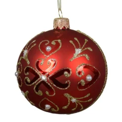 KAEMINGK Lot de 6 boules de Noël en verre (D80 mm) Baroque Rouge New