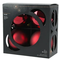 KAEMINGK Lot de 4 boules de Noël en verre (D100 mm) Boréal Bordeaux New