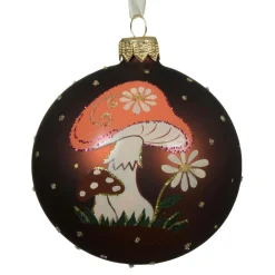 KAEMINGK Lot de 6 boules de Noël en verre (D80 mm) Champignon des bois Brun Marron Best