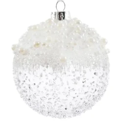 KAEMINGK Lot de 3 boules de Noël en verre (D80 mm) Mouchetée Blanc irisé Best