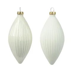KAEMINGK Lot de 3 boules de Noël en verre (D60 mm) Goutte précieuse Blanc laine New