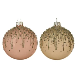 KAEMINGK Lot de 6 boules de Noël en verre (D80 mm) Givrées Rose poudré Clearance