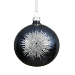 KAEMINGK Lot de 6 boules de Noël en verre (D80 mm) Etincelle d'hiver et Argent Bleu nuit Hot