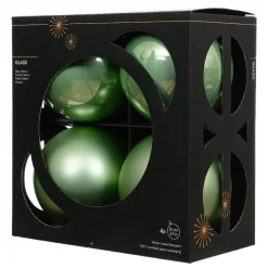 KAEMINGK Lot de 4 boules de Noël en verre (D100 mm) Boréal Vert matcha Sale