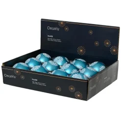 KAEMINGK Lot de 12 Boules de Noël en verre (D100 mm) Eclats célestes Bleu pétillant Outlet