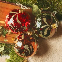 KAEMINGK Lot de 6 boules de Noël en verre (D80 mm) Étoiles filantes Multicolore Best