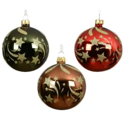 KAEMINGK Lot de 6 boules de Noël en verre (D80 mm) Étoiles filantes Multicolore Best