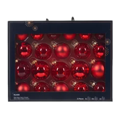 KAEMINGK Lot de 21 boules de Noël en verre Assorties Cristal Rouge Best