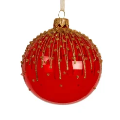 KAEMINGK Lot de 6 boules de Noël en verre (D80 mm) Fleur givrée Rouge Outlet