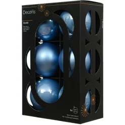 KAEMINGK Lot de 6 boules de Noël en verre (D80 mm) Boréal Bleu Ciel New