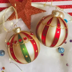 KAEMINGK Lot de 3 boules de Noël en verre (D80 mm) Sweet Circus Multicolore Online