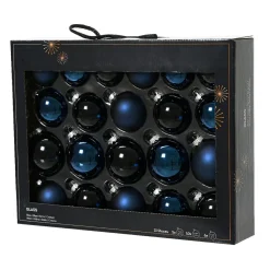 KAEMINGK Lot de 21 boules de Noël en verre Assorties Cristal Bleu nuit Sale