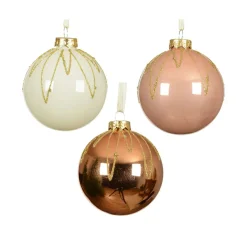 KAEMINGK Lot de 12 boules de Noël en verre (D80 mm) chic , blanc laine et pêche Cognac New
