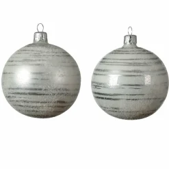 KAEMINGK Lot de 6 boules de Noël en verre (D80 mm) Rya Blanc Discount