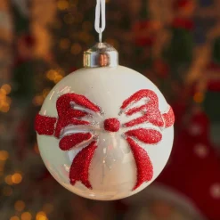 KAEMINGK Lot de 3 Boules de Noël en verre (D80 mm) Scarlette et Rouge Blanc Outlet