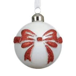 KAEMINGK Lot de 3 Boules de Noël en verre (D80 mm) Scarlette et Rouge Blanc Outlet