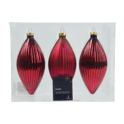 KAEMINGK Lot de 3 boules de Noël en verre (D60 mm) Goutte précieuse Bordeaux