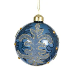 KAEMINGK Lot de 3 boules de Noël en verre (D80 mm) Castel Bleu Sale