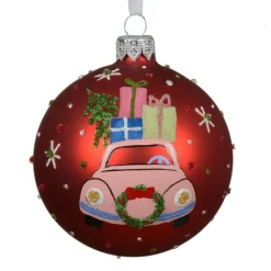 KAEMINGK Lot de 6 boules de Noël en verre (D80 mm) Voiture festive Rouge Discount
