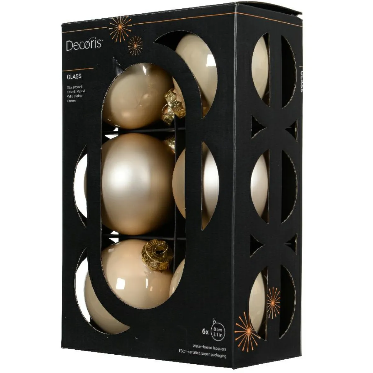 KAEMINGK Lot de 6 boules de Noël en verre (D80 mm) Boréal Perle Online