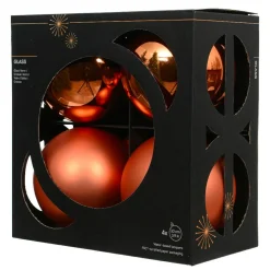 KAEMINGK Lot de 4 boules de Noël en verre (D100 mm) Boréal Orange Sale