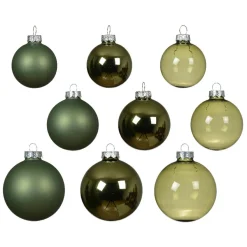 KAEMINGK Lot de 21 boules de Noël en verre Assorties Cristal Vert romarin New